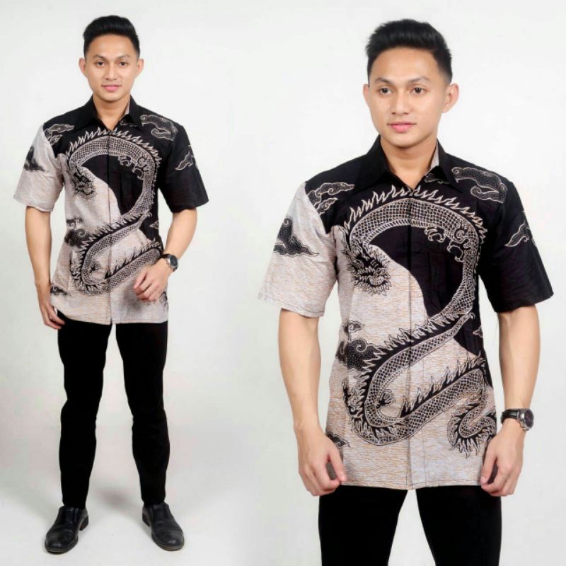 Kemeja pria motif batik lengan pendek bahan katun / kemeja pria bahan katun motif batik