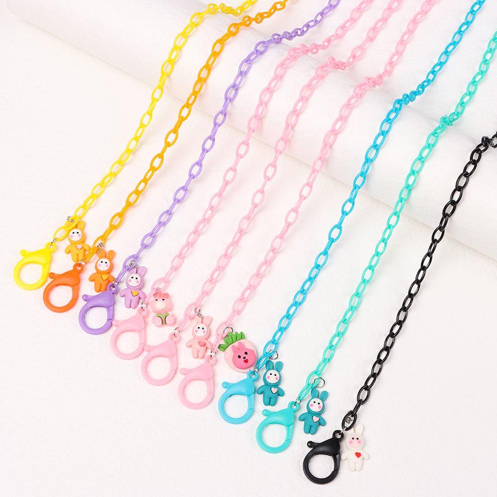 Nanas Rantai Penutup Wajah Mode Lanyard Multicolor Rantai Akrilik Penutup Wajah Cord Holders