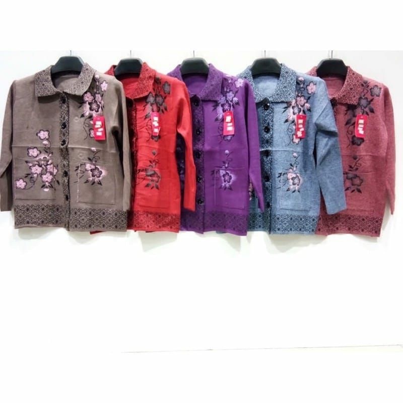 Jaket rajut emak nenek manset rajut ibu bahan tebal premium sweater wanita casual jaket emak tebal