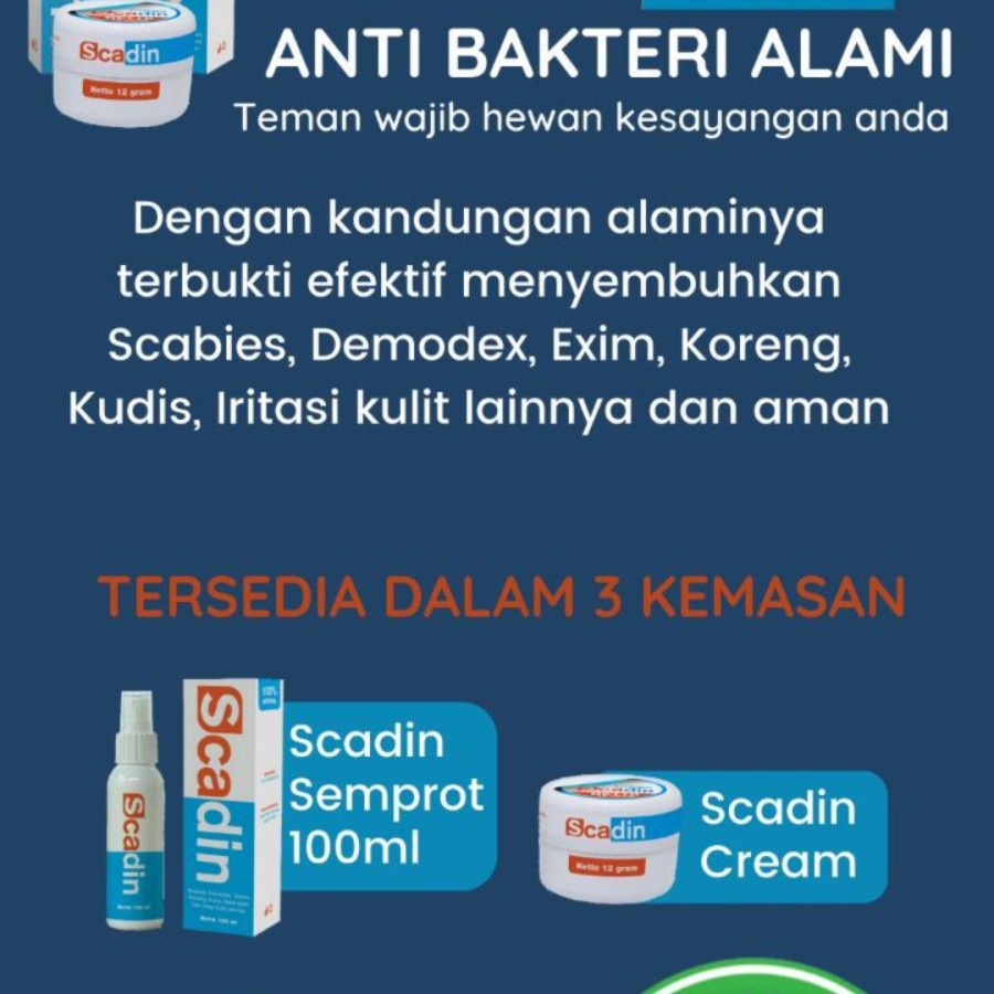 Scadin Spray 30ml Obat Scabies Demodex Luka Borok Jamur Kucing Anjing