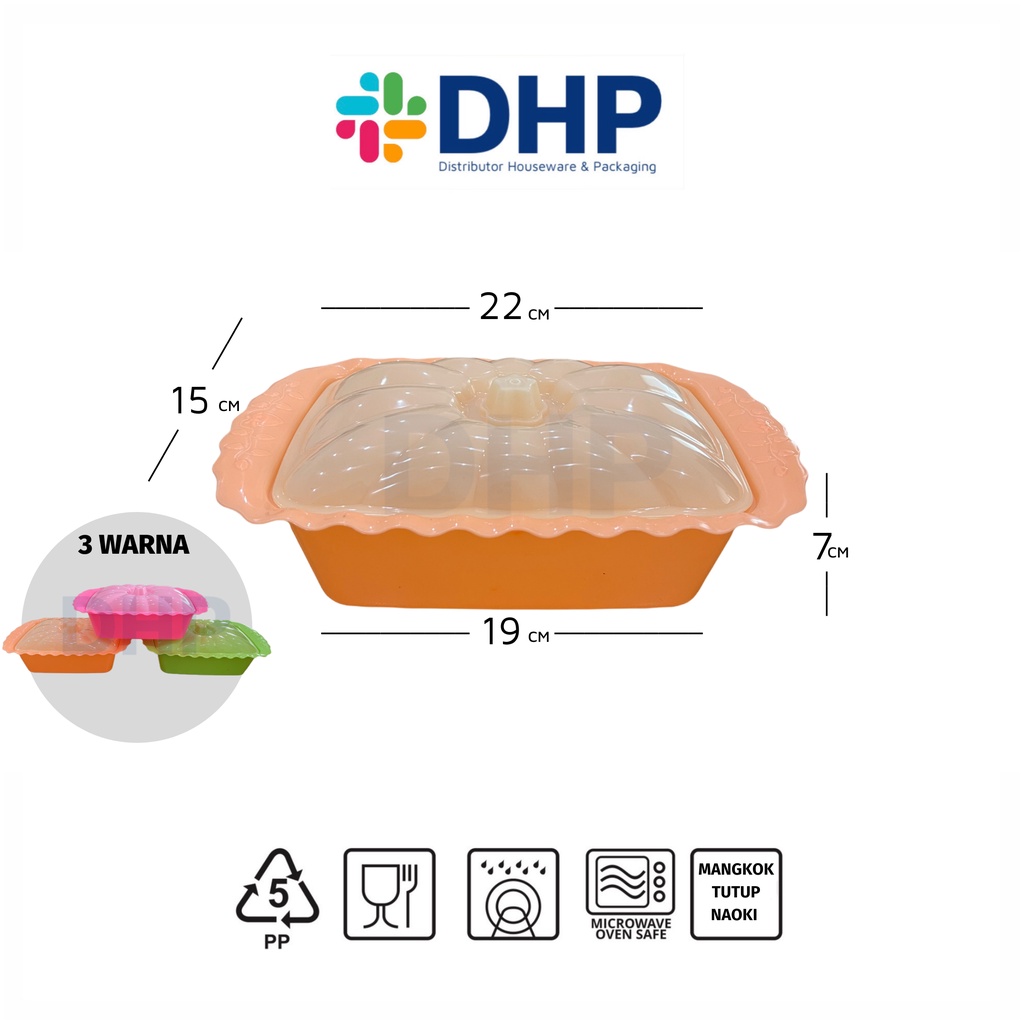 Wadah Saji Tutup Persegi NAOKI Tempat Sayur Penyimpanan Makanan Warna Plastik