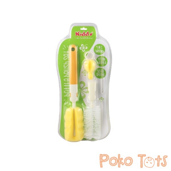 Kiddy Bottle Brush Set 4in1 Sikat Sponge Botol dan Dot Bayi Isi 4pcs Naoki