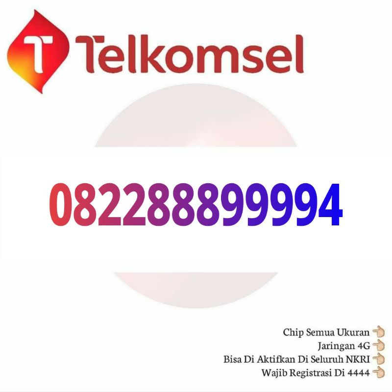 nomor cantik telkomsel rapi urut 08 22 888 9999 4 simpati loop 8889999