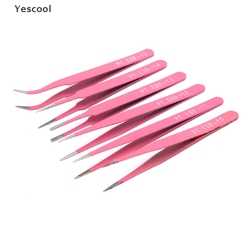 Yescool Professional pink Eyebrow Tweezers Hair Beauty Slanted Stainless Steel Tweezer .