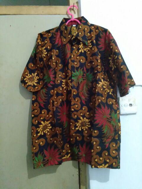 Asifa Batik Hrb026 Kenongo Kemeja Tosca Pendek Pekalongan Padi M L Xl Sogan Tulis Halus Kemeja Batik