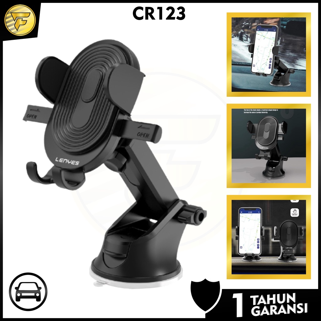 LENYES CR123 CAR Holder Car mount tempel Dasbor atau Kaca Mobil meja Kuat Kokoh penyangga dudukan HP mobil 360 rotasi original