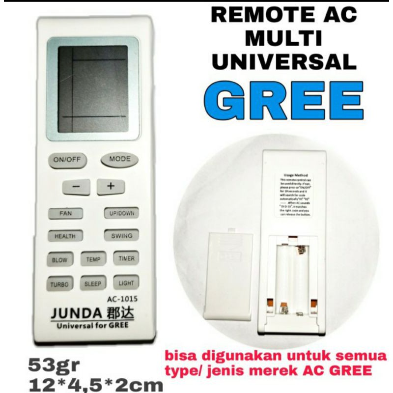 Remote Ac Multi Universal Gree / Remote Ac Gree Junda Ac - 1016