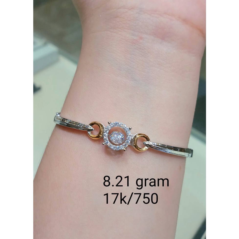 Gelang Kaku Emas Fashion Dancing Stone Kadar 75% 8.21 Gram