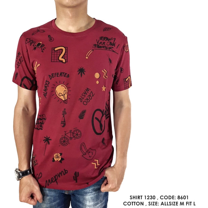 BAJU KAOS COWOK PRIA LAKI-LAKI OBLONG MOTIF BATIK KOMBINASI POLOS