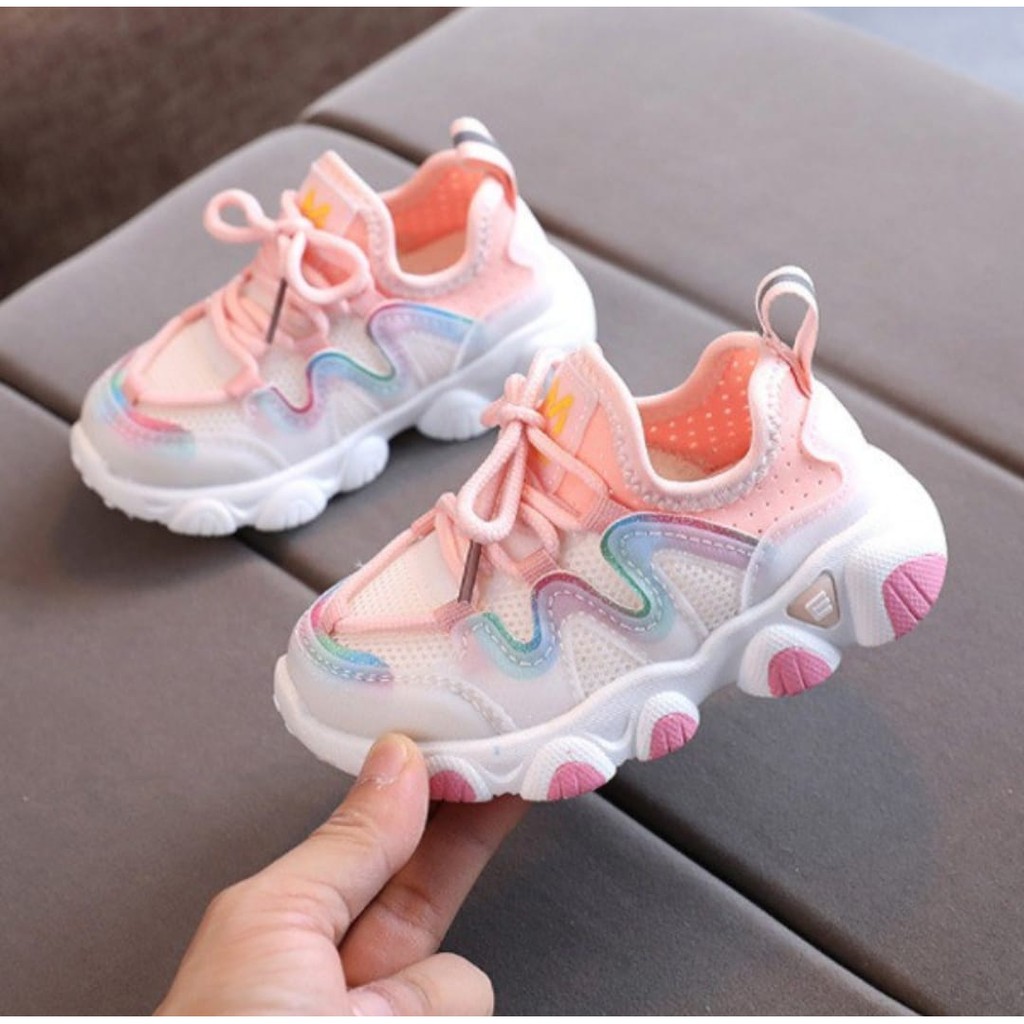 Sepatu Anak Non LED Sneaker Casual Korean Style M.E Usia 1,5 -5 Tahun