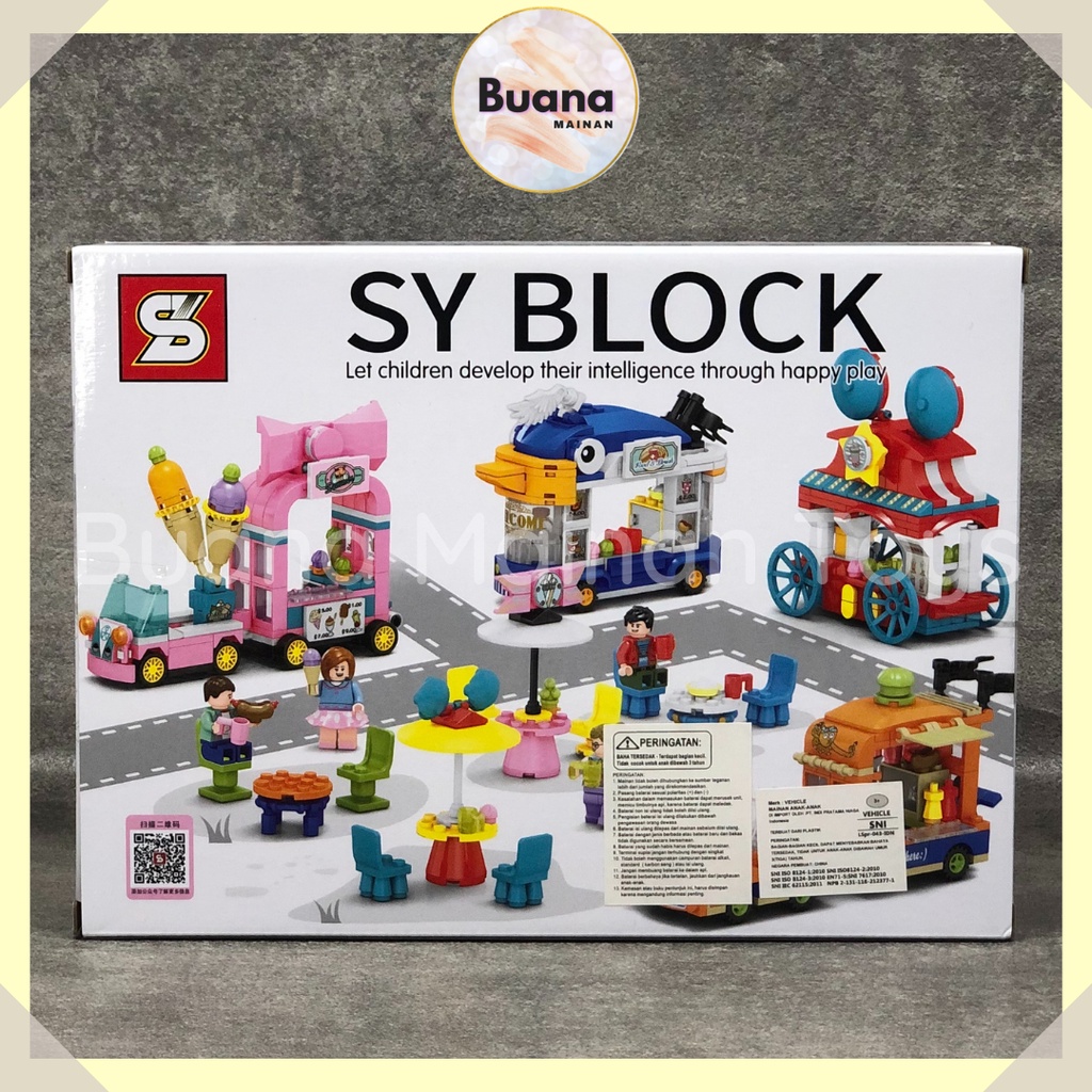 BRICK SY STREET VENDOR SHOP MAINAN EDUKASI ANAK COWO CEWE BRICKS MINIATUR FOOD STALL BLOCK BALOK 5122