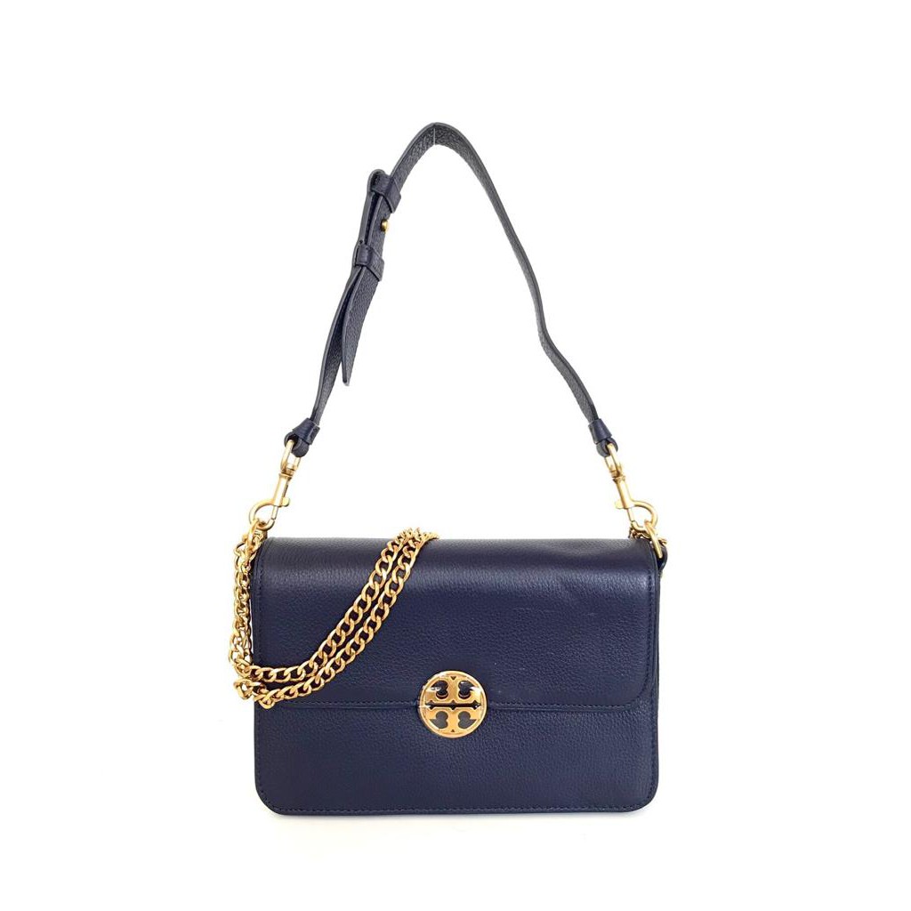 TAS ORIGINAL TORY BURCH CHELSEA SHOULDER 2 STRAP TALI PUNDAK SELEMPANG HITAM BLACK BIRU BLUE ROYAL