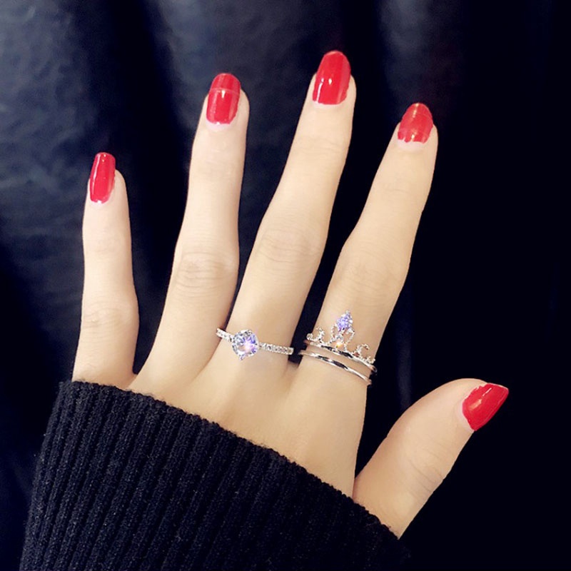 Cincin Bentuk Mahkota Gaya Korea Adjustable Untuk Pasangan