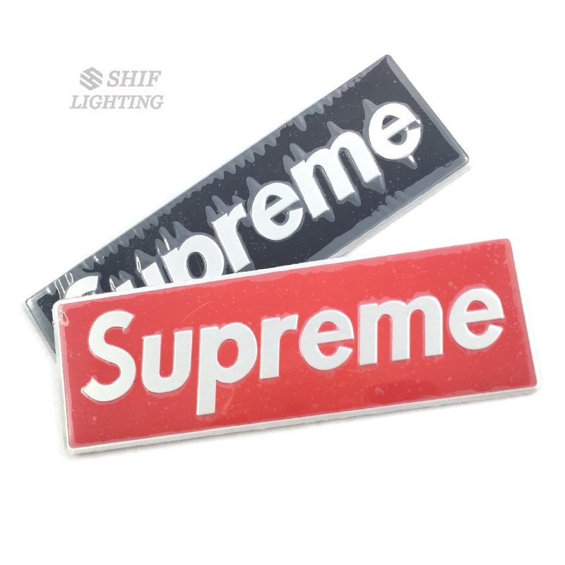 1Pc Stiker Emblem / Badge Motif Logo Supreme Bahan Aluminium untuk Dekorasi Mobil