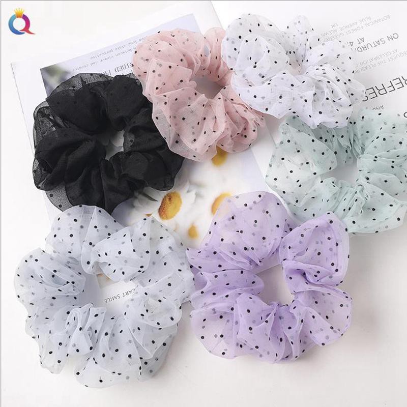 SCRUNCHIE SIFON MOTIF KOREA PREMIUM - Ikat Rambut - Mesh Scrunchie Transparan