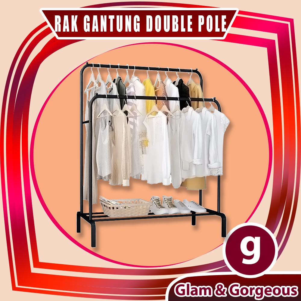 Rak Gantungan Baju Jemuran Pakaian Double Pole Cloth Hanger - GHR005