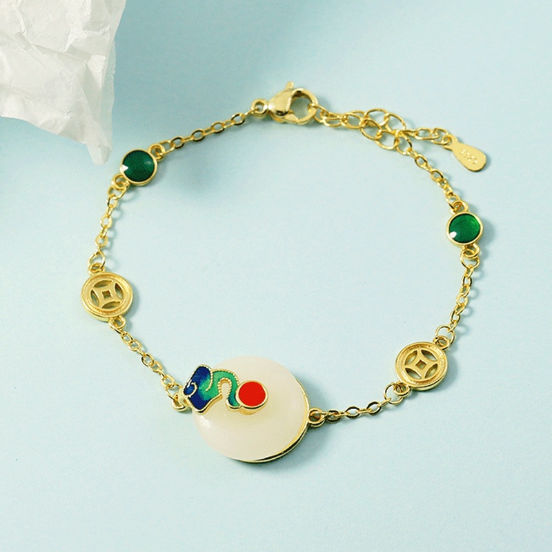 Gelang Tangan Manik-Manik Batu Jade Bulat Natural Untuk Wanita / Hadiah Valentine