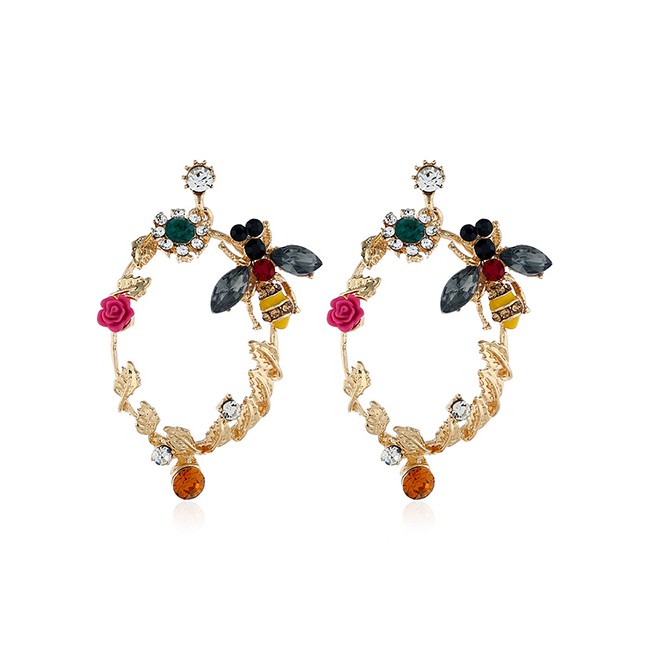 LRC Anting Tusuk Fashion Yellow Garland Earrings F61256