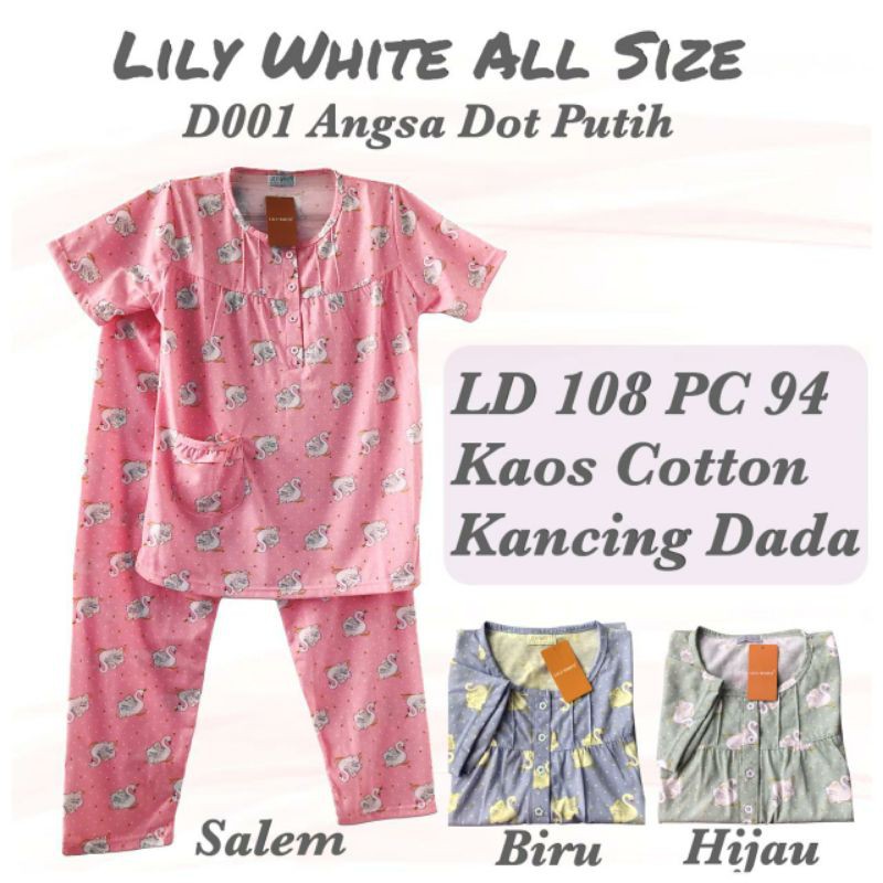 Piyama Lily White Dewasa/Piyama Perempuan