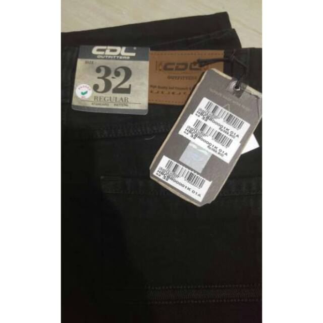 Celana panjang Jeans pria CDL Cardinal Hitam model standar reguler fit