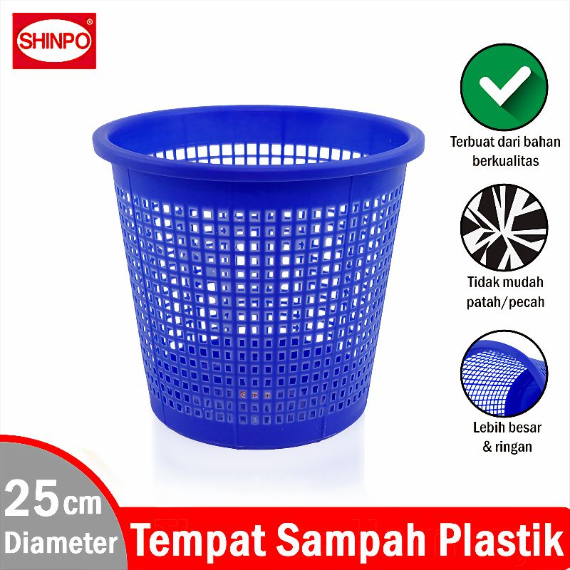 SHINPO Tempat Sampah Rumah Diameter 25 CM Plastik Trash Can Perlengkapan Rumah SPO-SIP-830 Varian Wa