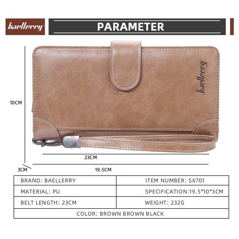 [BISA COD] BAELLERRY S6701 Dompet Panjang Baellerry Dompet Kulit Pria dan Wanita Original Premium Leather