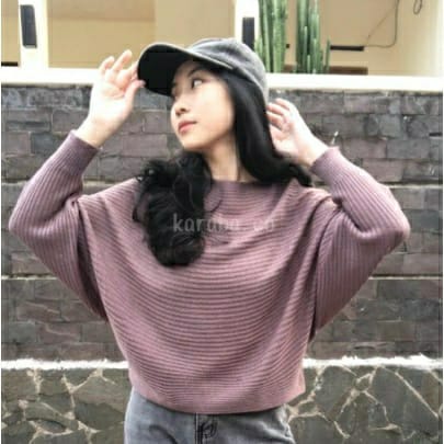 Baju Rajut Wanita Premium Sanqist Batwing Oversize M-XXL JUMBO FASHION WANITA RAJUT KEKINIAN