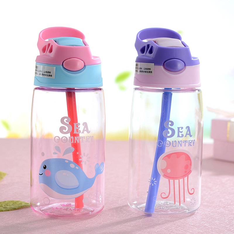 B818 Botol Air Minum Anak Sedotan Motif Animal Sea Country 480ml