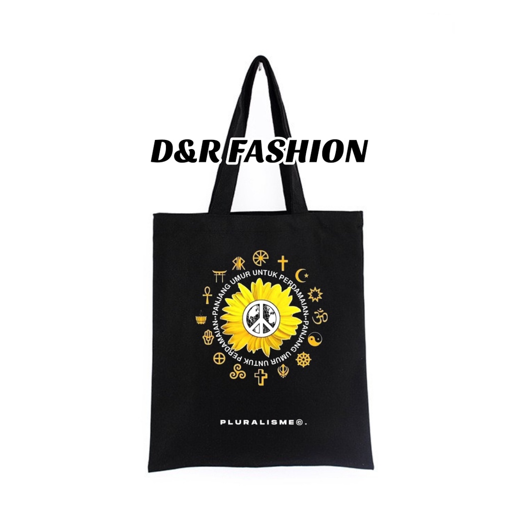 Tote bag Pria/Wanita Custom PLURARISME music PUNK ROCK totebag metal sling bags waistbag / tas ranse