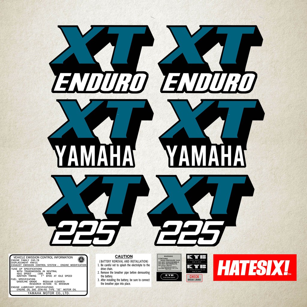 Sticker Decal Yamaha XT 225 Hatesix Cyan