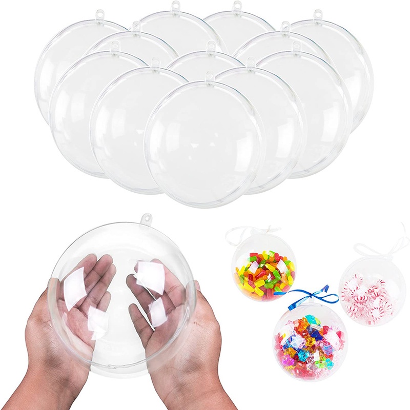 1pc Ornamen Bola Plastik Transparan Model Hollow Untuk Dekorasi Pohon Natal