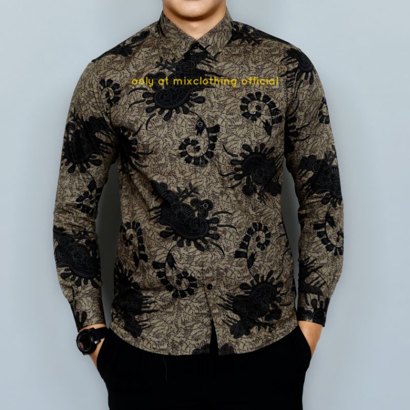 BATIK UNIK ASLI KEMEJA PRIA SLIM FIT BATIK PRIA SLIMFIT D518 MIX CLOTHING