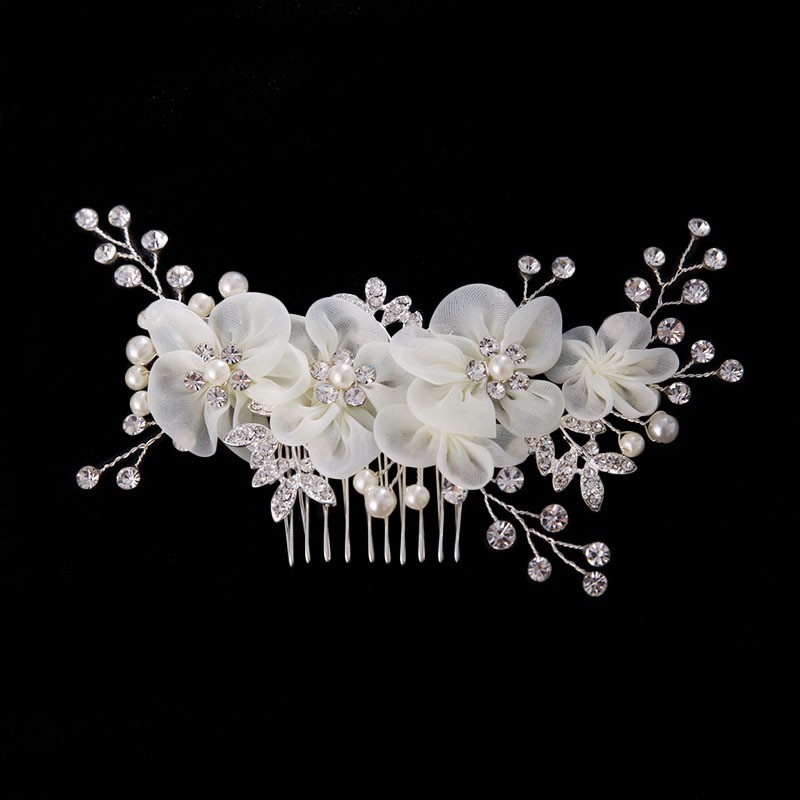 White Flower Hair Comb Hairpins Wedding 
