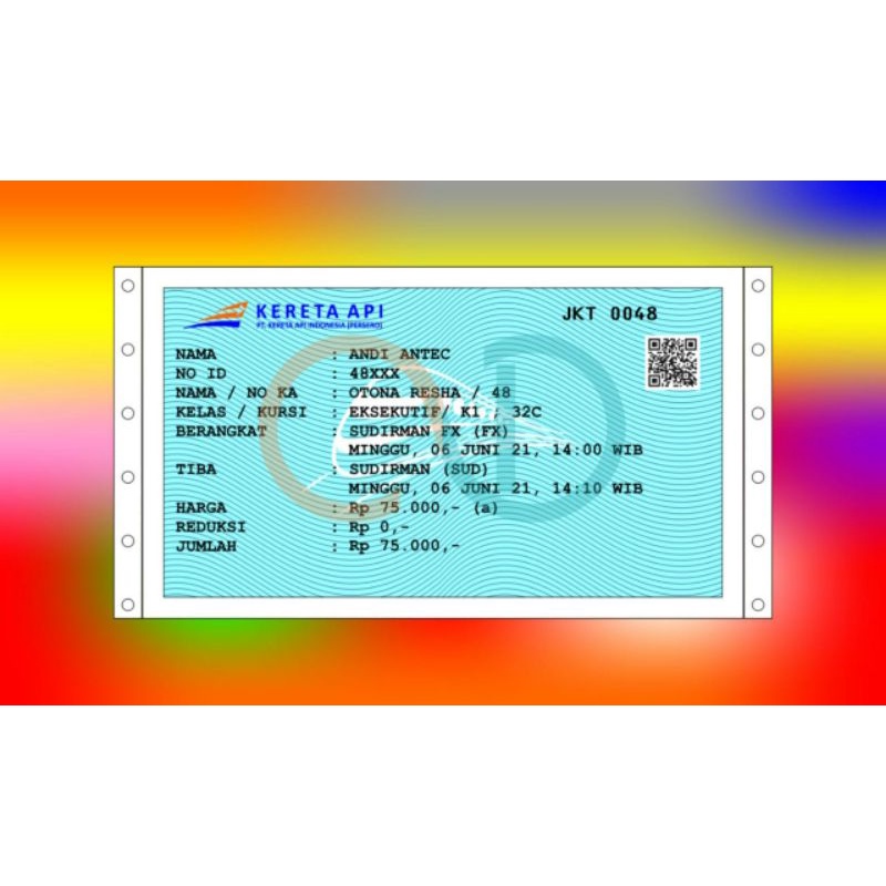 Gantungan Kunci Replika Tiket Kereta Biru