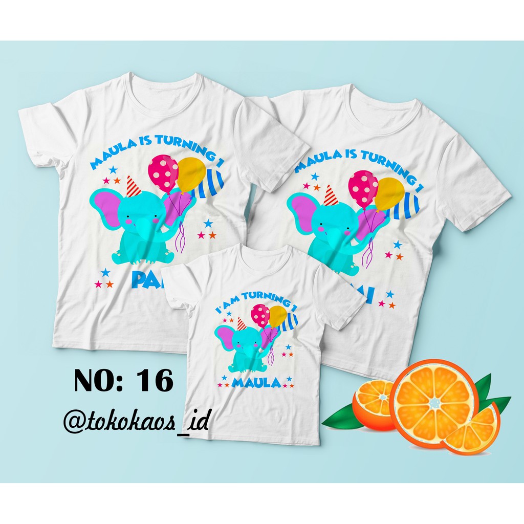 kaos GAJAH birthday / couple / ultah / anak