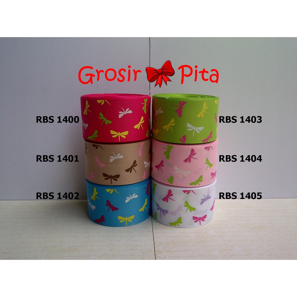 

(25 yard) Pita Grosgrain Motif Dragonfly RBS 1400,1401,1402,1403,1404,1405 | Toko Bahan Craft | Grosir Pita