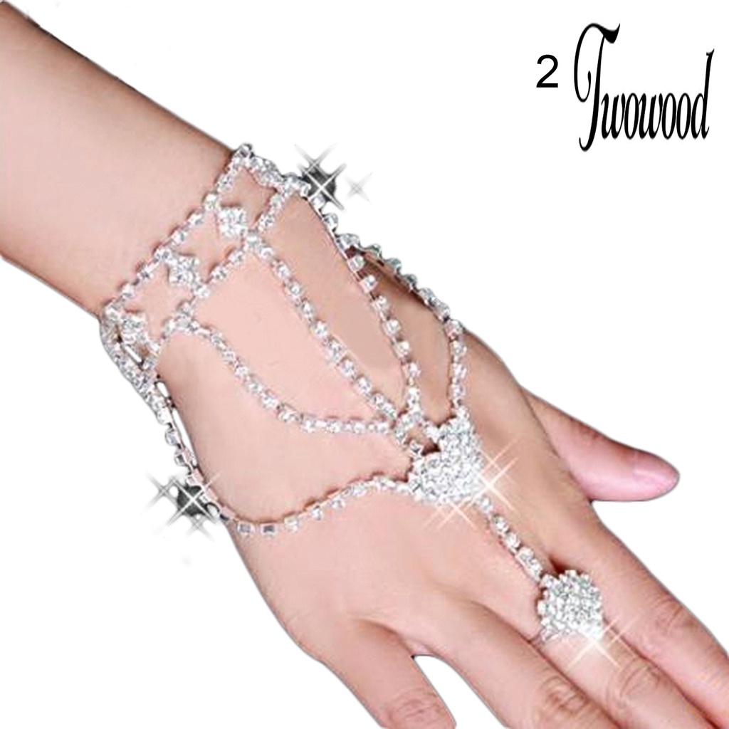 Gelang Harness Dan Cincin Cuff Hiasan Kristal Berlian Imitasi Untuk Pengantin Pernikahan