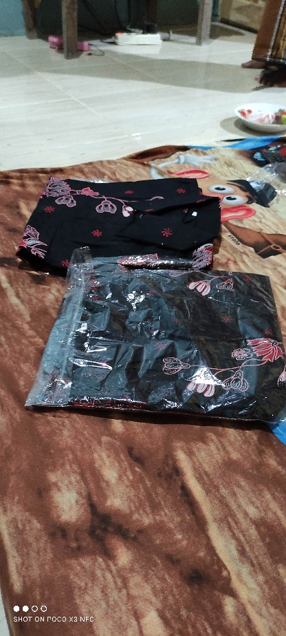 Batik Couple Keluarga Sania Ruffle Ori Ndoro Jowi Dnt Motif Sakura Merah