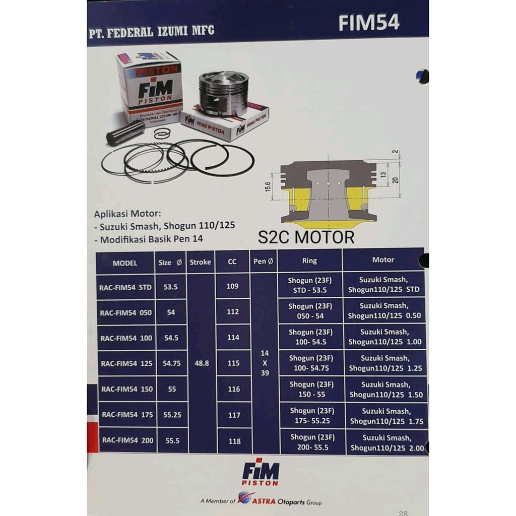 Piston kit Smash Fim