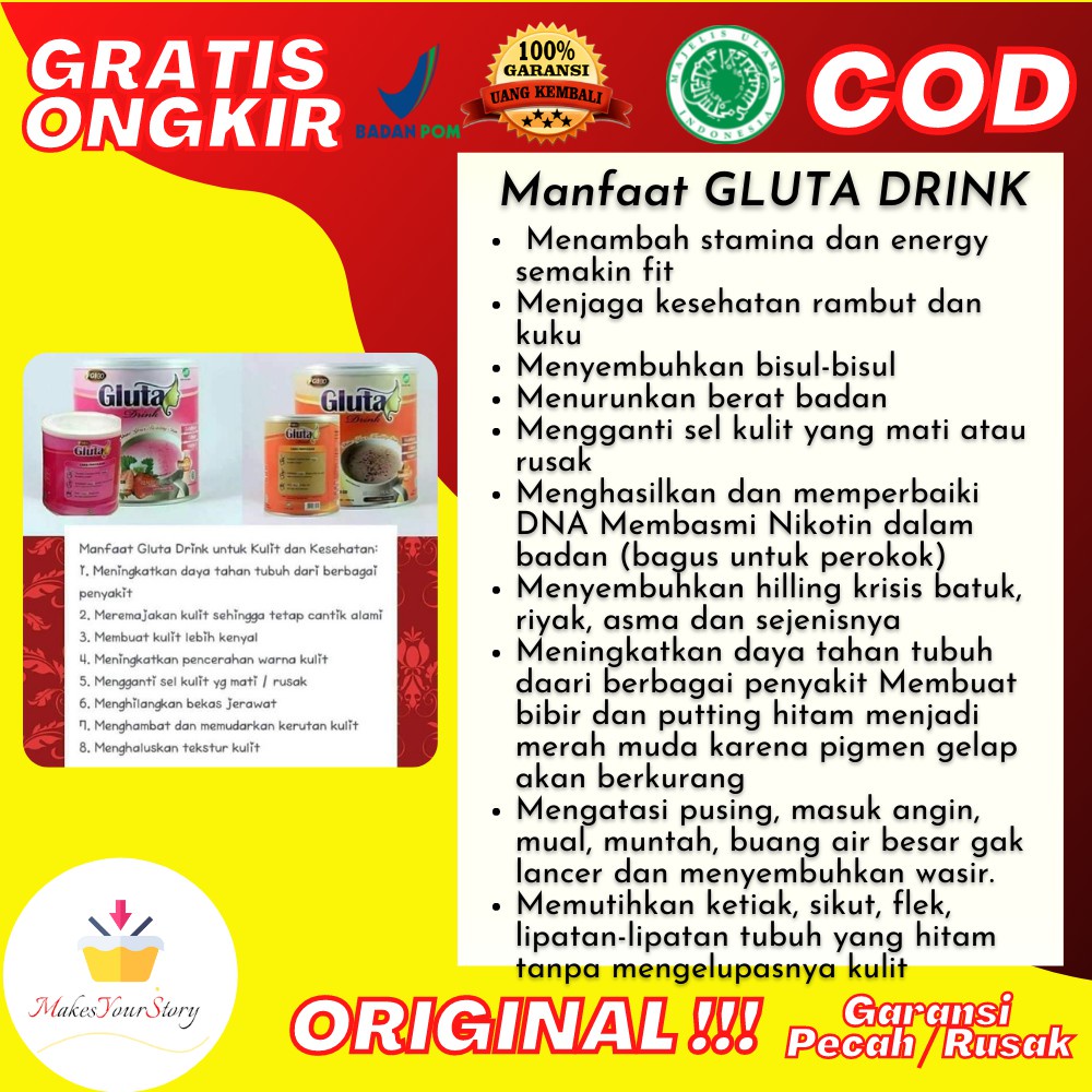 GLUTA DRINK ORIGINAL PEMUTIH BADAN PERMANEN BPOM SUSU PEMUTIH BADAN KAPSUL PEMUTIH BADAN PERMANEN
