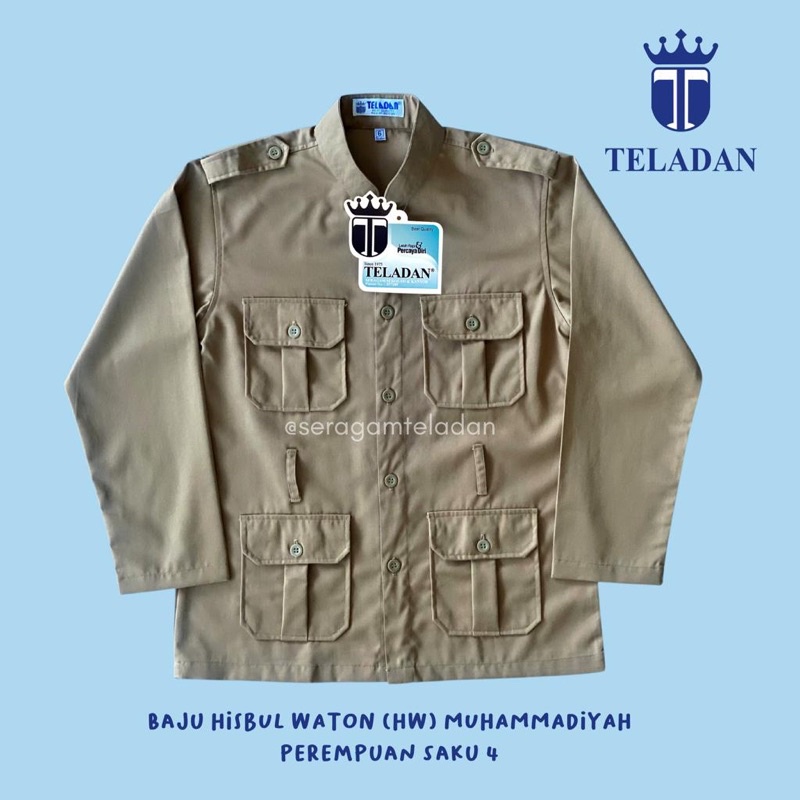 Hem Hisbul Waton (HW) Muhammadiyah Perempuan Saku 4 Lengan Panjang