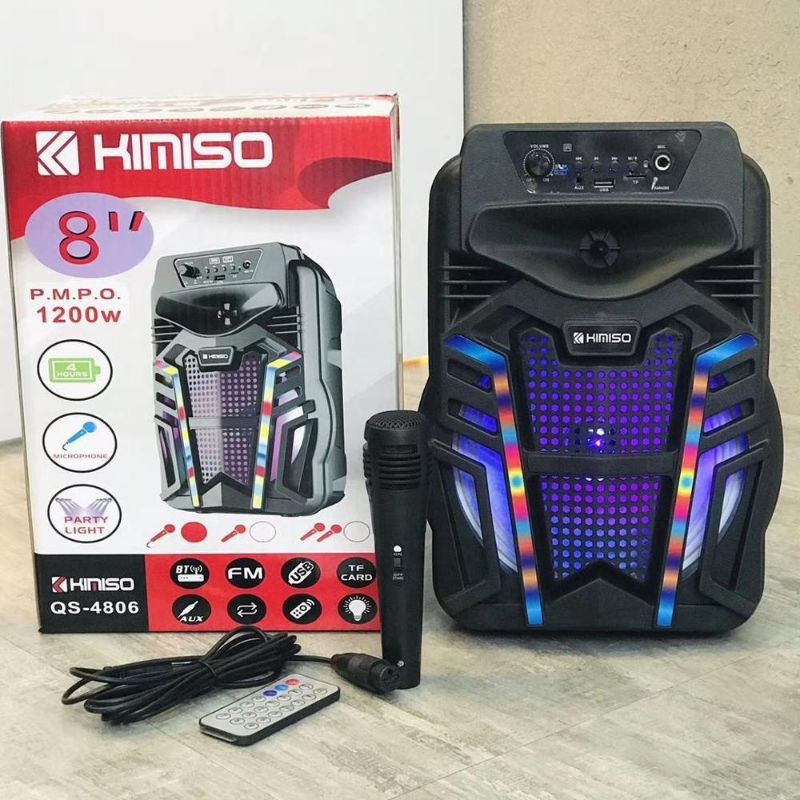 Karaoke Speaker Bluetooth KIMISO QS-4806 Ukuran 8 inch Free Mic dan Remote