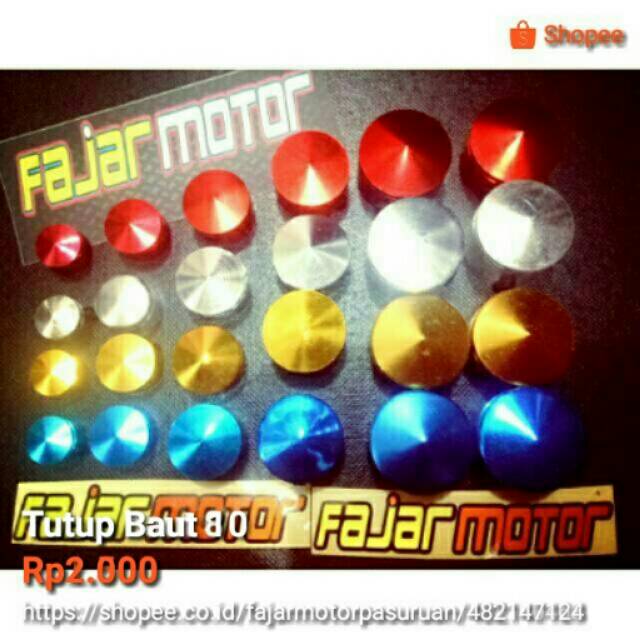 TUTUP BAUT 12 CNC ANODIZE ALUMINIUM GOLD BIRU MERAH SILVER