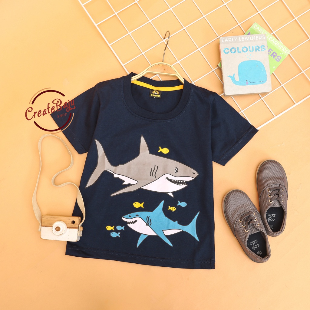 KAOS ANAK LAKI SHARK 1-7 TAHUN BAJU ATASAN ANAK LAKI FASHION TERMURAH BAHAN KATUN