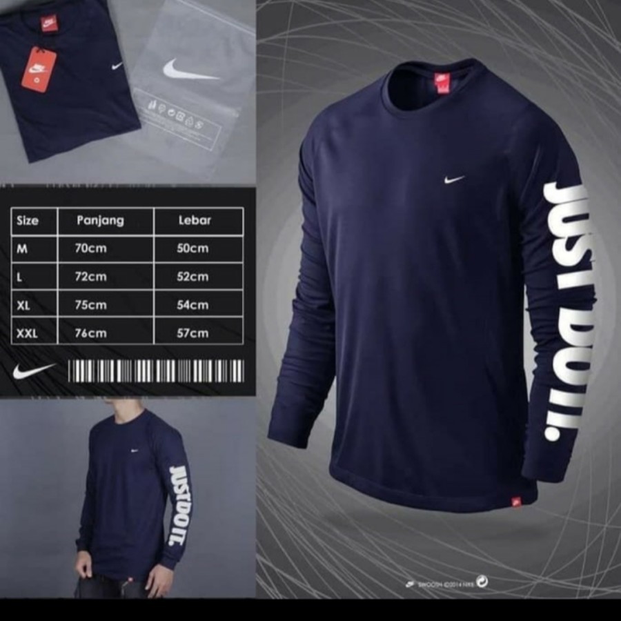 KAOS BAJU LENGAN PANJANG PRIA WANITA NIKE JUST DO IT COMBED 30S/COD
