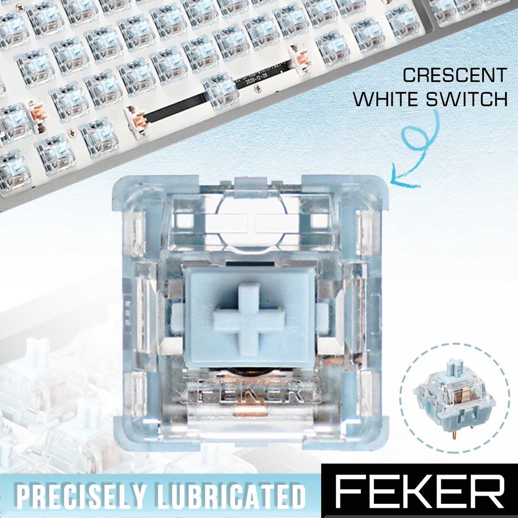 70 90 110 PCS FEKER Switch Keyboard Mekanik Pengganti 3 Pin Lapis Emas Biru Putih Untuk Cherry MX