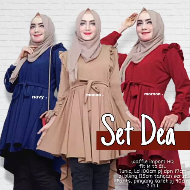 Set Dea Ori Setelan Muslim Fashion Muslim Import Baju Atasan Tunik Wanita Murah Cantik Tanah Abang