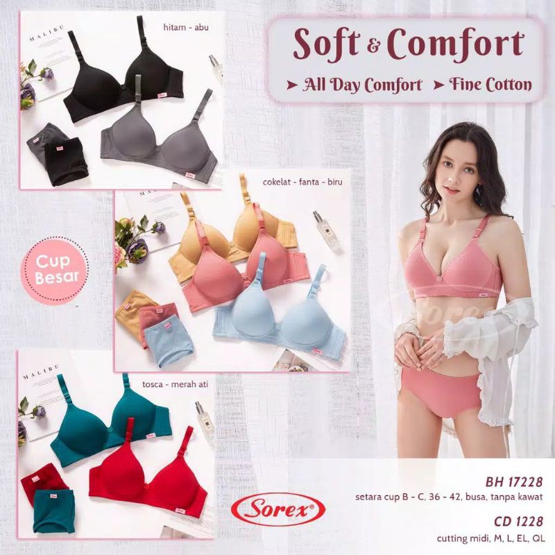 SOREX Bra soft &amp; Comfort 17228 Busa tanpa kawat setara cup B-C