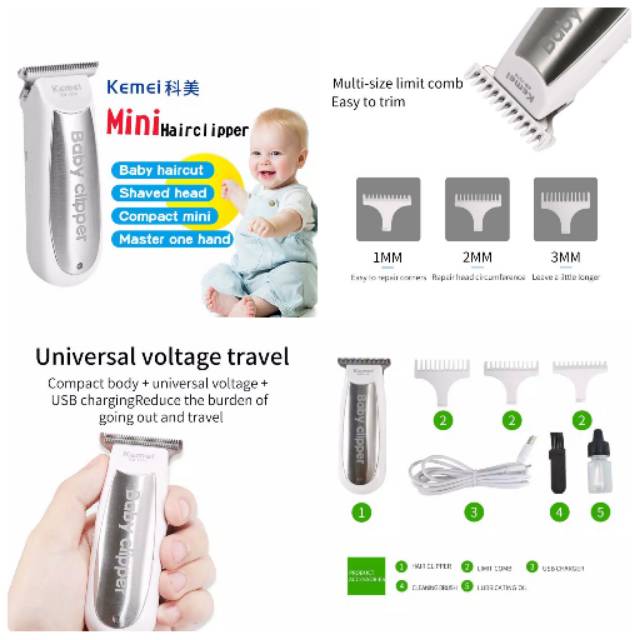 KEMEI 1319/1318  BABY CLIPPER ALAT MESIN CUKUR RAMBUT ANAK BAYI JENGGOT KUMIS HAIR PORTABLE CHAS