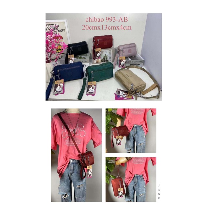 PROMO TAS SELEMPANG/POUCH CHIBAO KANVAS 2TALI CB993-AB 4SLET T415T